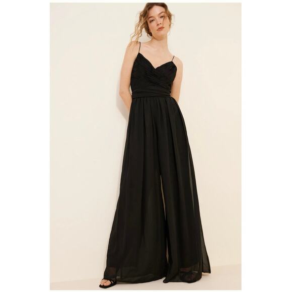 Mac Duggal Pants - Mac Duggal Sleeveless Ruched Tie Wide Leg Jumpsuit Black Size S